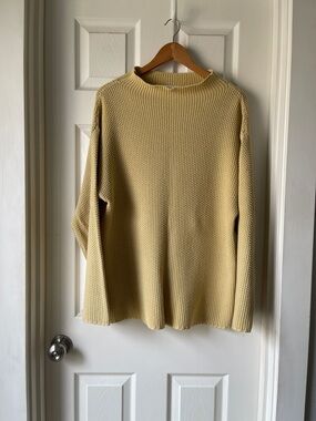 bryn Walker Butter Yellow Cotton Mock Neck Sweater